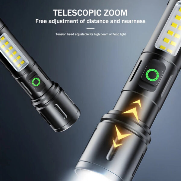 x-balong bl-603-tg rechargeable led flashlights portable rechargeable powerful led flashlight, aluminum alloy zoom flashlight - Image 2