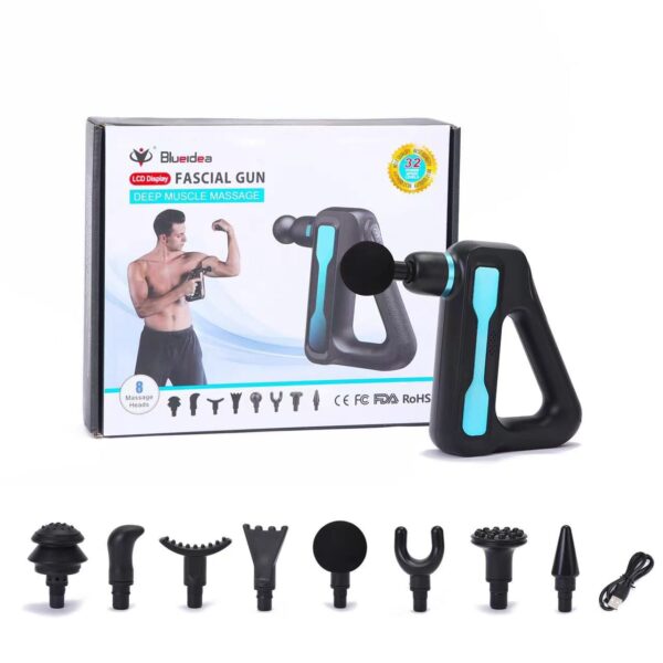 (nw00015) fascial triangle massager, muscle massage different speeds level 8x heads cordless rechargeable(random color)