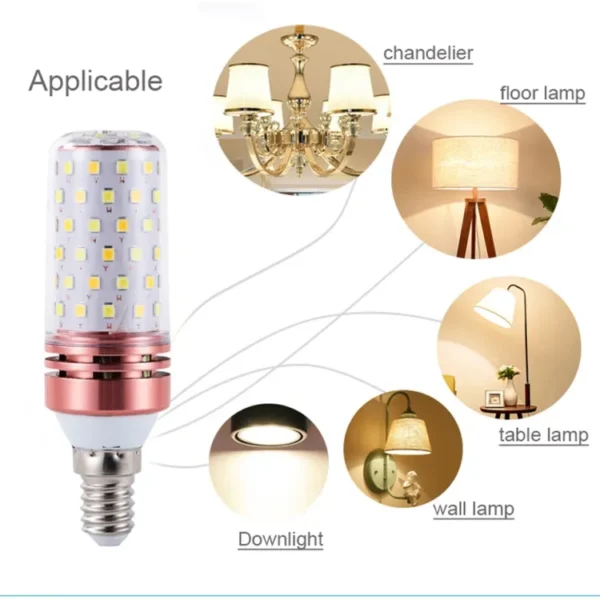 e14 led corn light lamp bulb | 3 in 1 light modes chandelier, candle led light for home & decoration - 12w/16w - Image 12