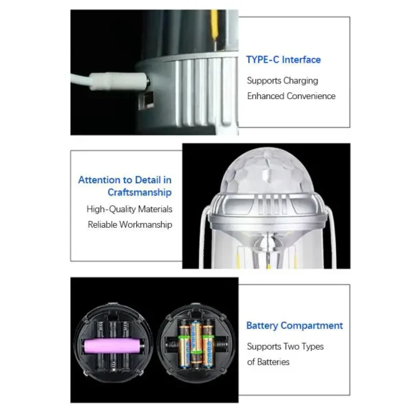 rechargeable 2-in-1 outdoor camping lamp & disco/fancy light stage light with usb cable (random color) - Image 16