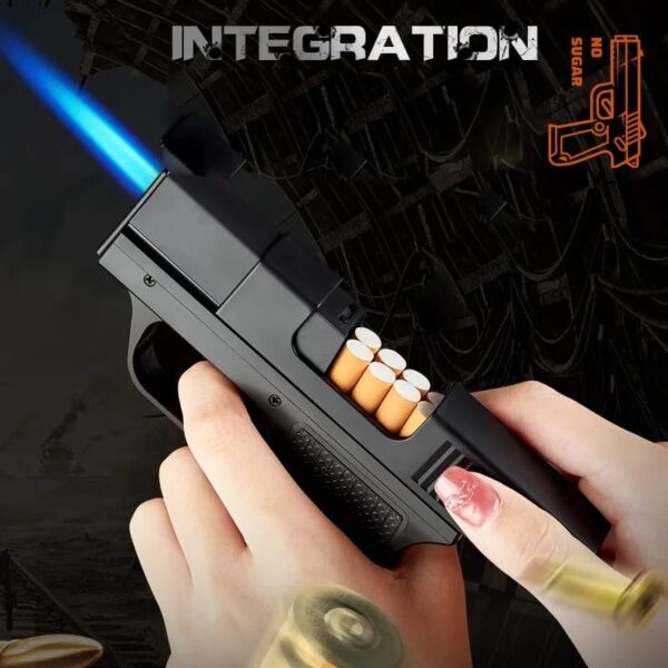 2 in 1 cigarette case plus refillable lighter pistol lighter | gun design fancy lighter | best quality hard plastic gun lighter | lighter with cigarette case