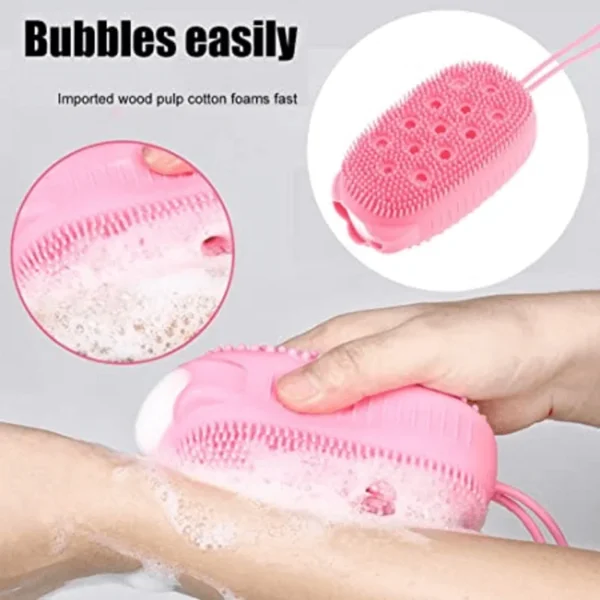 super soft silicon bubbles bath brush | body scrubber bath sponge exfoliating body brush (random color) - Image 13