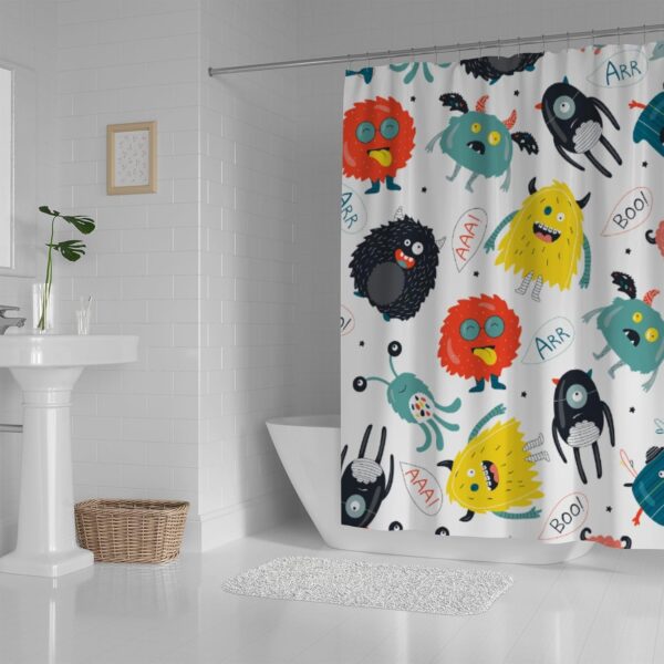 bathroom shower curtain ,modern waterproof with 12 hooks(random )