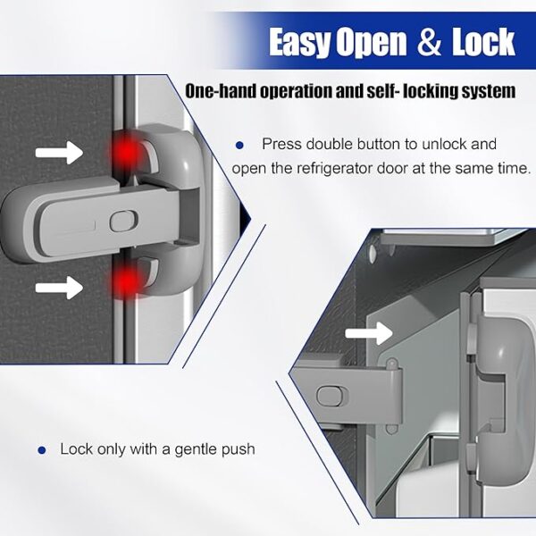 child safety fridge lock , baby safety refrigerator freezer door lock, no tools need or drill (grey) - 1 pc - Image 24