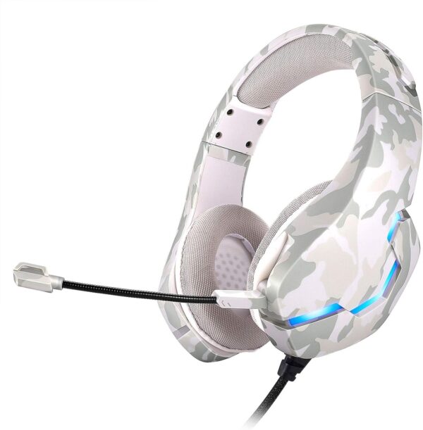 j10 gaming headphones gaming headset ultra flexible led stereo surround headphone white color - Image 2