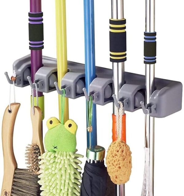 mop and broom holder wall mount | organizer for home garden garage and storage (random color)