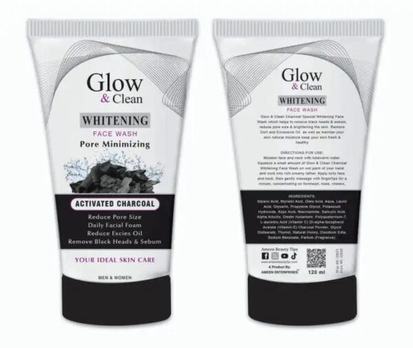 glow & clean whitening charcoal face wash acne free brighting face wash 120 ml - Image 4