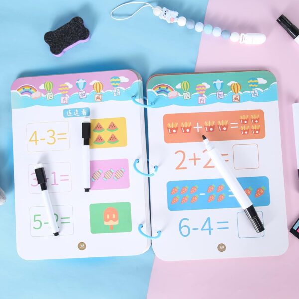 finetoknow calligraphy notebook for children erasable magic tracing book / drawing training colouring lines and shape control with 6 pens and 1 eraser for children 3+ (64 pcs in this box of this stage 1 ) - Image 10