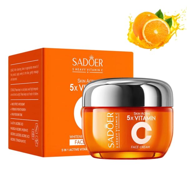 sadoer 5 heavy vitamin c skin active whitening cream | vitamin c hydrating face cream - glowing & repairing moisturizer for fine lines, wrinkles & uneven skin tone | whitening cream - Image 4