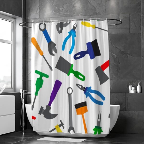 bathroom shower curtain ,modern waterproof with 12 hooks(random ) - Image 9