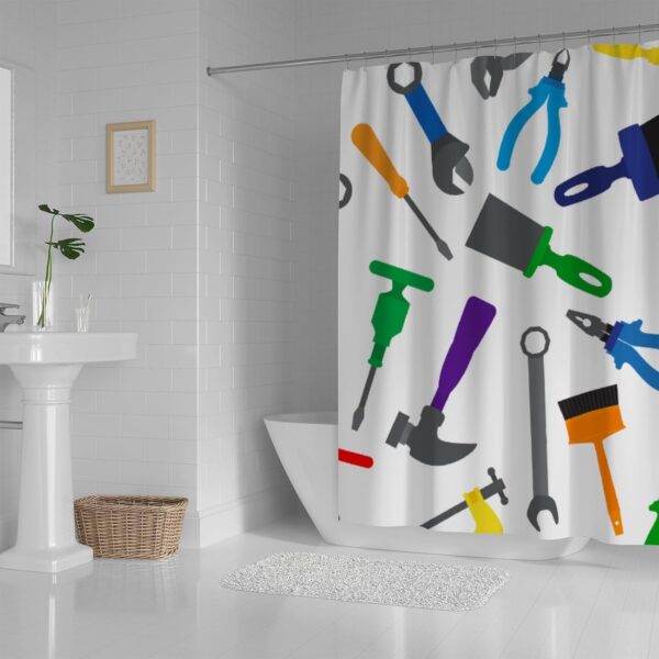 bathroom shower curtain ,modern waterproof with 12 hooks(random ) - Image 8