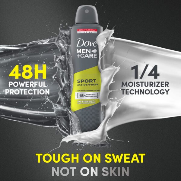 dove men+care sport active+ fresh up to 48 hrs protection body spray 250ml - Image 3