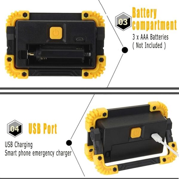 portable cob led floodlight usb charging rechargeable spot work outdoor camping lamp - Image 6