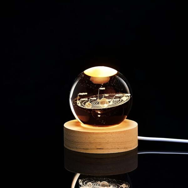 3d galaxy solar system crystal ball night light with wooden base for boys and girls (random designs) - Image 14