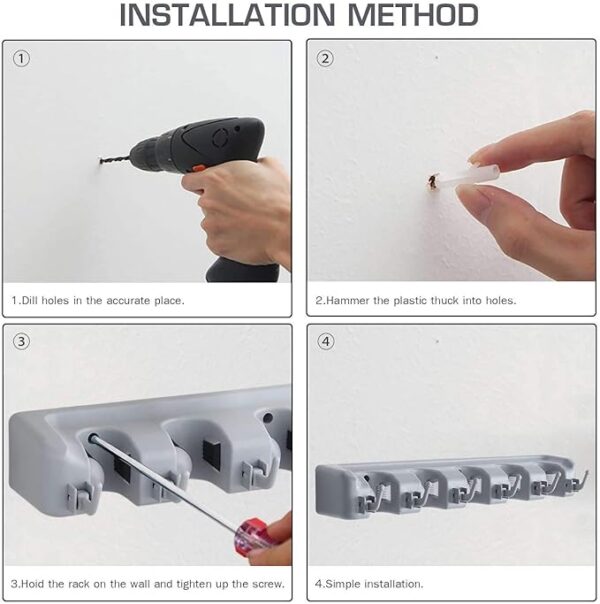 mop and broom holder wall mount | organizer for home garden garage and storage (random color) - Image 7