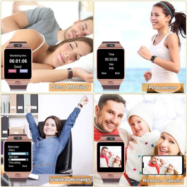 dz09 bluetooth smartwatch,touchscreen wrist smart phone watch sports fitness tracker with sim sd card slot camera (black) - Image 5