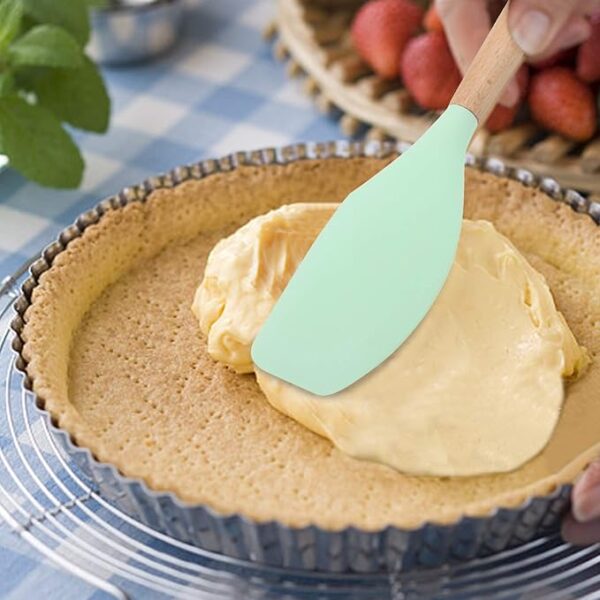 wooden handle silicone spatula scraper soup spoon brush egg beater non-stick kitchen utensil (random color) - Image 8