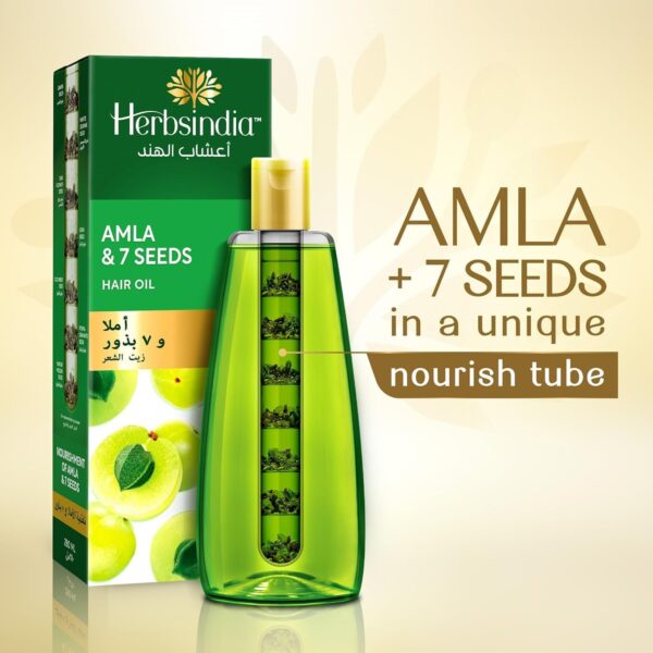 herbs india amla & 7 seeds hair oil - 280 ml, nourishing blend for hair growth, strength & shine