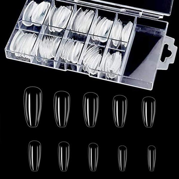 ( round shape ) artificial nails 100pcs with nail glue, beautiful fancy fake nails ,acrylic nails kit natural false nail - Image 8