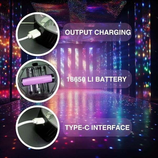 rechargeable 2-in-1 outdoor camping lamp & disco/fancy light stage light with usb cable (random color) - Image 5