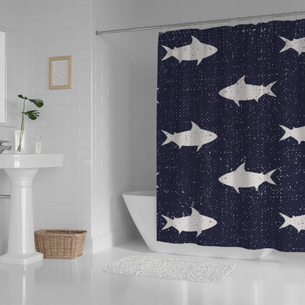 bathroom shower curtain ,modern waterproof with 12 hooks(random ) - Image 4
