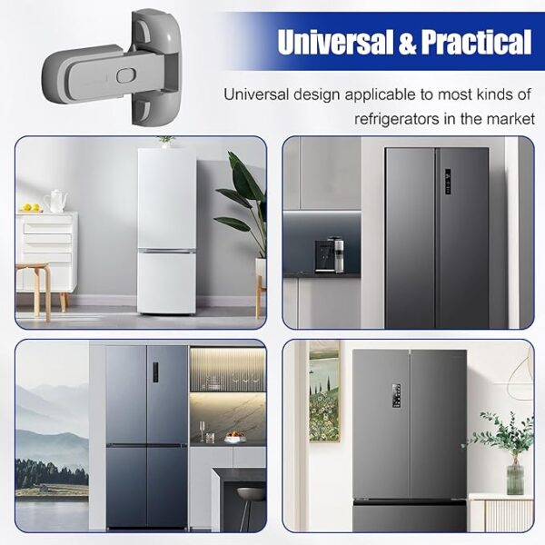 child safety fridge lock , baby safety refrigerator freezer door lock, no tools need or drill (grey) - 1 pc - Image 23