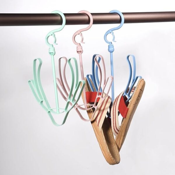shoe drying stand | hanging racks for balcony, cabinet, cup board | hook racks organizer (pink) - Image 6