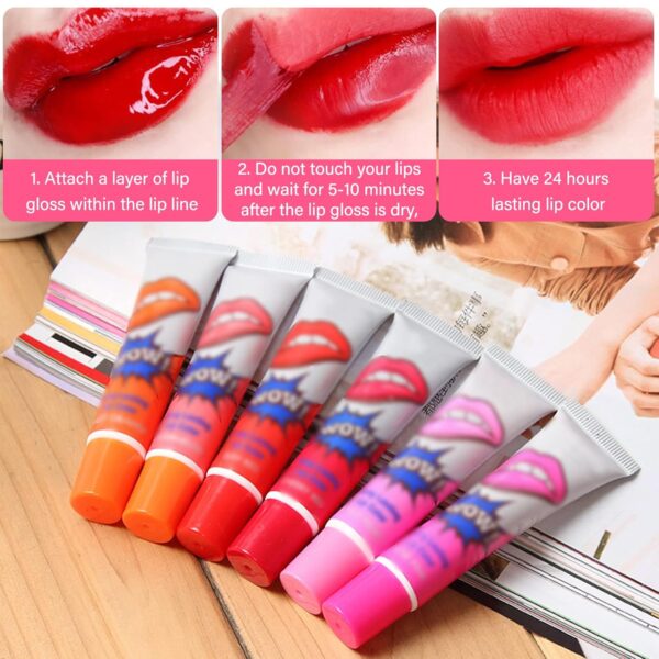 pack of 6 high pigmented lip gloss lipstick tattoo peel off durable waterproof tattoo lip gloss easy peel off lip gloss - Image 11