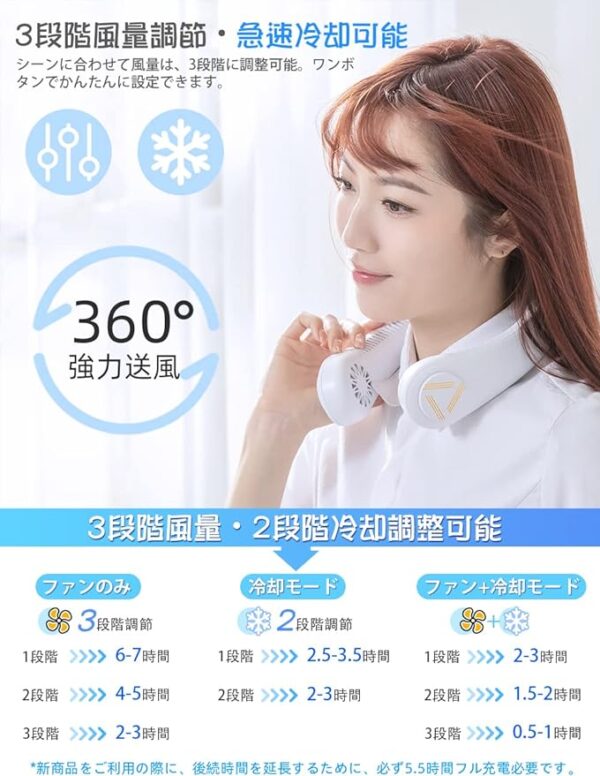neck fan personal air cooler 3 speed hand free neck fan(random color ) - Image 9