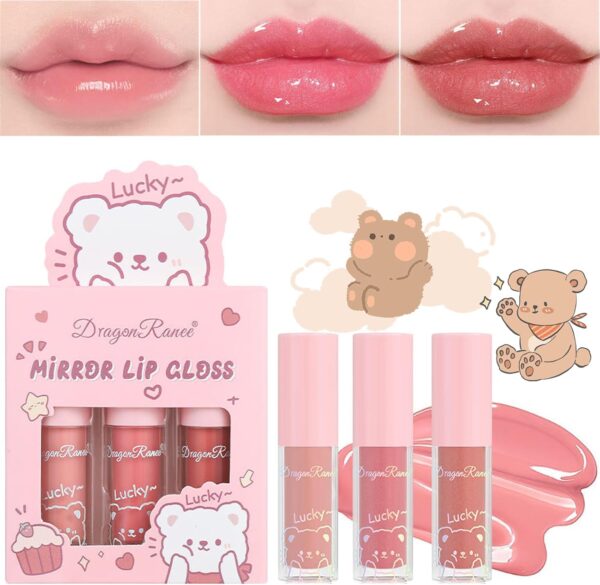 3 pc mirror lip gloss tinted lip balm lip oil hydrating non-sticky lip glow oil lip plumper mirror gloss lip stain (random shades) - Image 6