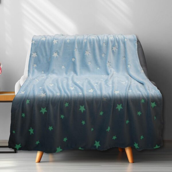 glow in the dark stars blanket soft cozy blankets for bed couch sofa camping travel, (random design ) - Image 9