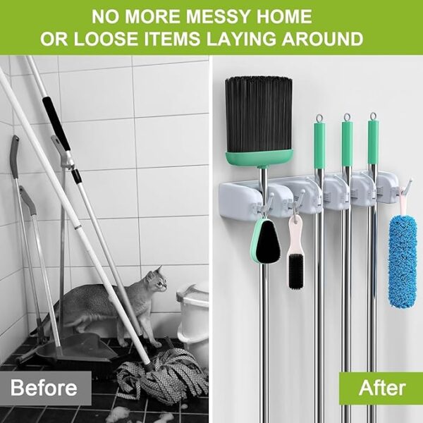 mop and broom holder wall mount | organizer for home garden garage and storage (random color) - Image 10