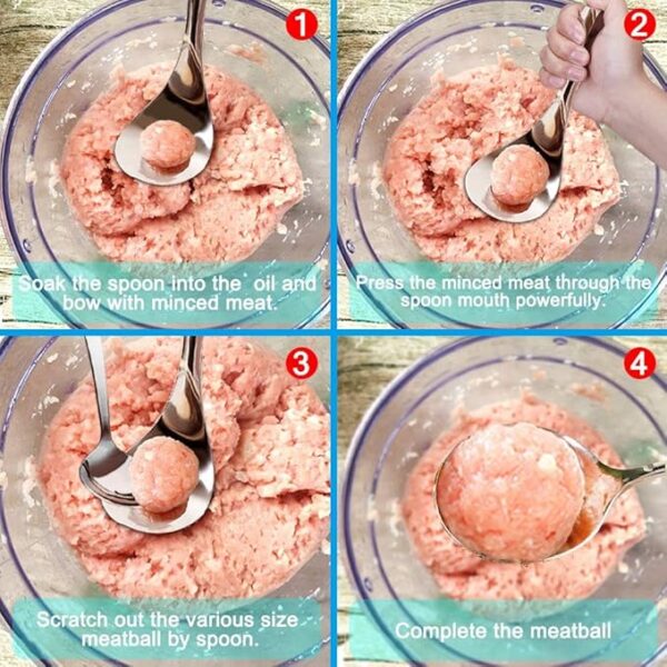 stainless steel tong meatball maker, non-stick meatball scoop spoon - Image 9