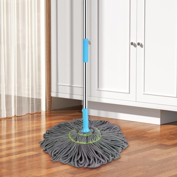 extendable twist mop fine fiber floor mop - 2-in-1 rotatable adjustable mop | 360-degree fine fiber fabric self-twisting dehydrated mop | hard floor cleaning mop | self-twisting torque mop for cleaning walls - Image 7