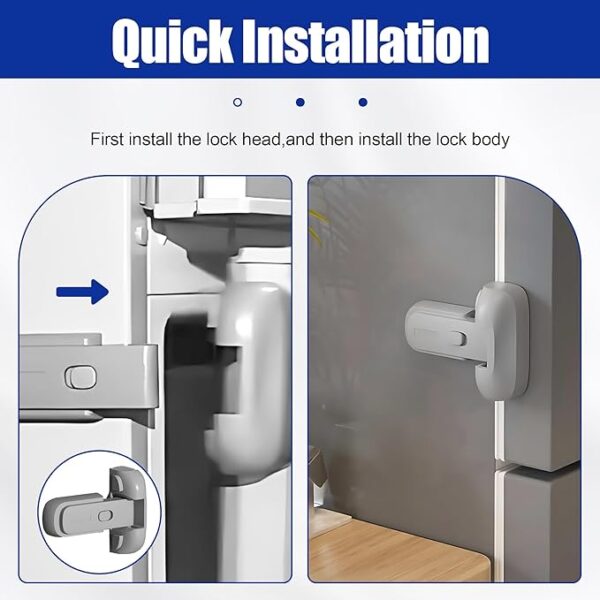 child safety fridge lock , baby safety refrigerator freezer door lock, no tools need or drill (grey) - 1 pc - Image 7
