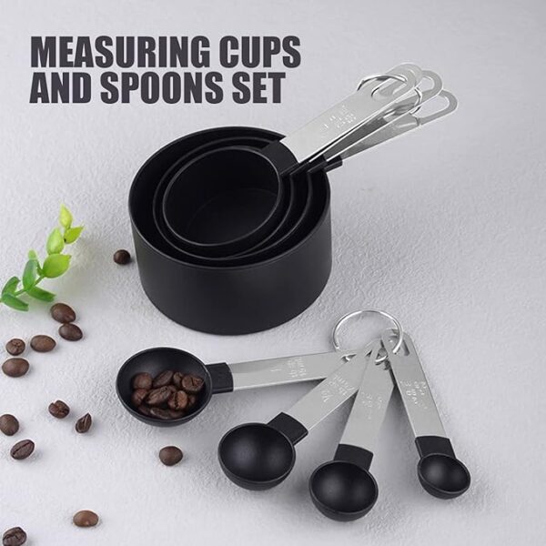 8pcs measuring cups spoons set for baking cake pastry cooking utensils stainless steel handle (random color)