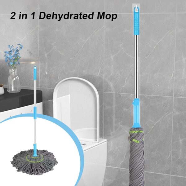 extendable twist mop fine fiber floor mop - 2-in-1 rotatable adjustable mop | 360-degree fine fiber fabric self-twisting dehydrated mop | hard floor cleaning mop | self-twisting torque mop for cleaning walls - Image 5
