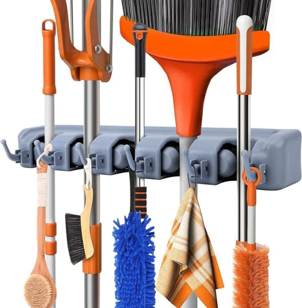 mop and broom holder wall mount | organizer for home garden garage and storage (random color) - Image 8