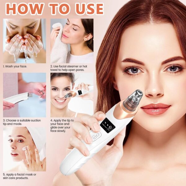 face vacuum blackhead remover pore cleaner | electric deep cleansing tool for nose & face - Image 7