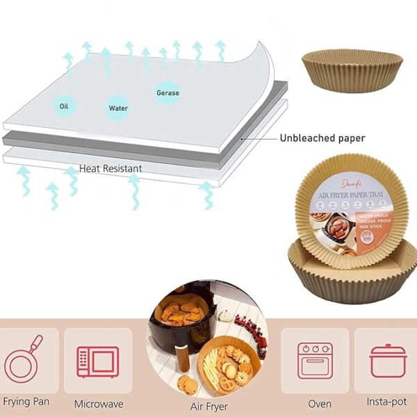 multi-purpose non-stick air fryer disposable liners paper  (pack of 50) - Image 8