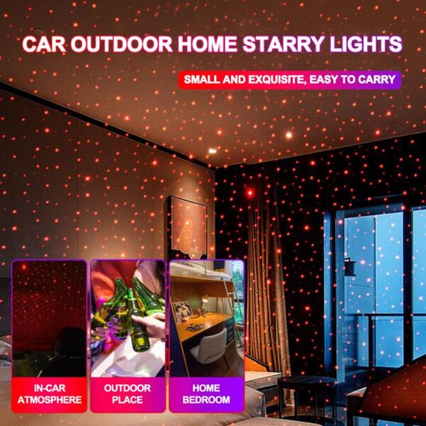 led galaxy star light | starry laser projector night light for home & car roof decoration - Image 5