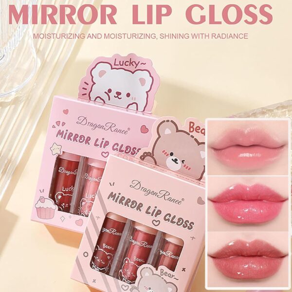 3 pc mirror lip gloss tinted lip balm lip oil hydrating non-sticky lip glow oil lip plumper mirror gloss lip stain (random shades) - Image 4