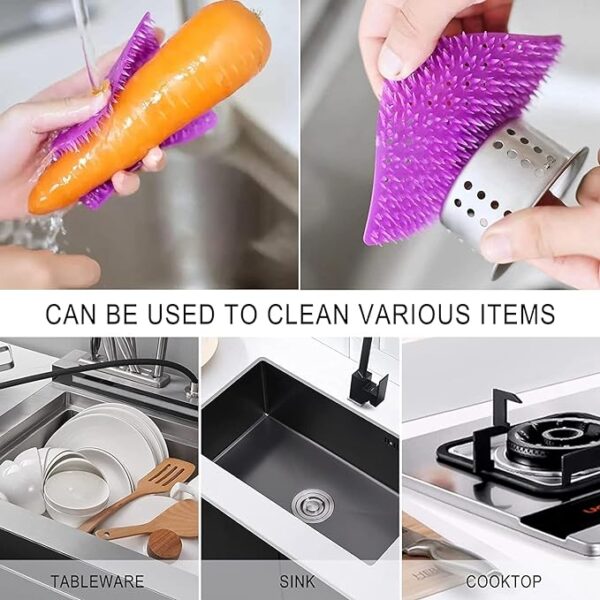 multifunctional soft silicone brush | multipurpose vegetable peeler | home cleaning brush | fruit and vegetable cleaning brush (pack of 2) (random color) - Image 8