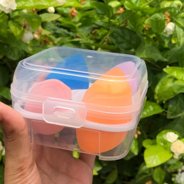 beauty blender 4 pcs set with holder box (random color) - Image 3