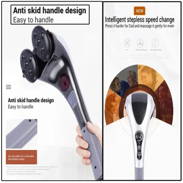 double head full body massager machine variable speed far infrared |  electric facial deep tissue fitness massage stick – head neck waist leg muscles pain relief massage hammer – handheld deep tissue massager - Image 4