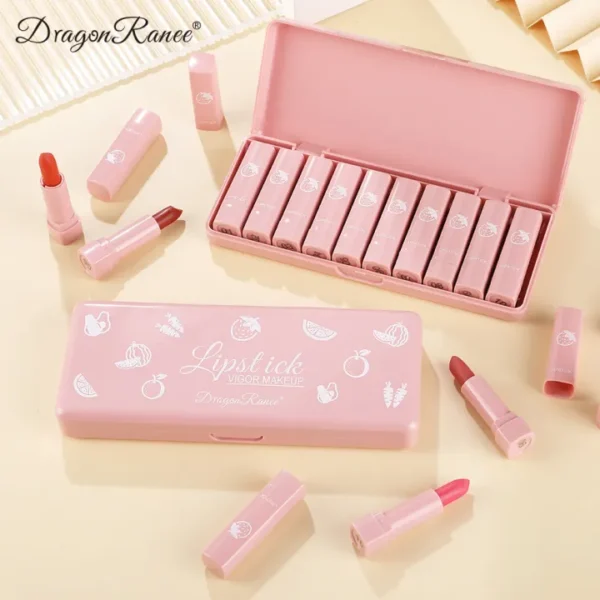 dragon ranee 10 pieces velvet matte pink lipstick set | long lasting makeup waterproof lip gloss for girls & womens - Image 5