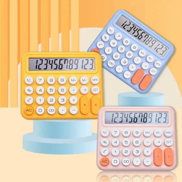 colorful mechanical keyboard calculator, big button lcd display, handheld (random color)cell operated - Image 2