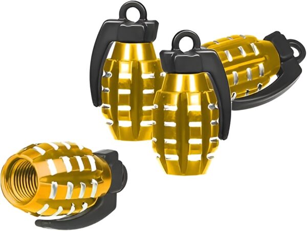 pack of 2 - grenade tyre air valve nozzle caps for car and bikes (golden) - Image 11