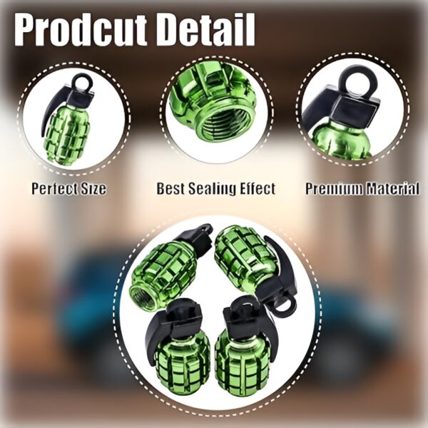 pack of 2 - grenade tyre air valve nozzle caps for car and bikes (golden) - Image 13