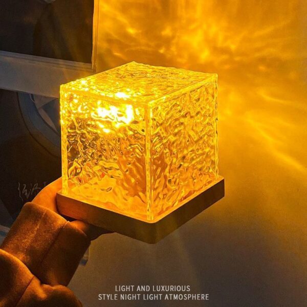 dynamic rotating water ripple night light 3 colors flame crystal lamp for living room study bedroom (no remote  attached usb cable) - Image 9